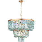 Круглая трехъярусная люстра с подвесками в виде круглых стеклянных бусин Blue Beads Chandelier варинант исполнения - 1 | Loft Concept в Саратове