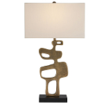 Настольная лампа с фигурным каркасом и прямоугольным тканевым абажуром Brutalist Profile варинант исполнения - 3 | Loft Concept в Саратове