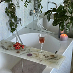 Поднос для ванны из эпоксидной смолы с цветами белая Epoxy Resin Flowers Bath Tray White варинант исполнения - 2 | Loft Concept в Саратове