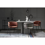 Стул полукруглый с каркасом из металла и мягким сиденьем и спинкой Soft Chenille варинант исполнения - 4 | Loft Concept в Саратове