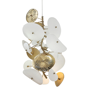 Подвесной светильник с белыми и золотистыми цветами Dahlia Flowers Lamp