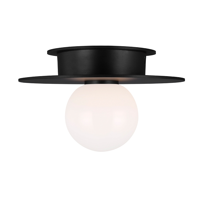 Потолочный светильник с шарообразным плафоном из белого матового стекла Generation Lighting Черный Белый в Саратове | Loft Concept 