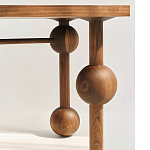 Обеденный стол деревянный с круглыми декоративными элементами на ножках Koko варинант исполнения - 1 | Loft Concept в Саратове