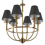 Люстра на металлическом основании бронзового цвета с 6-ю черными конусовидными абажурами Dignity варинант исполнения - 8 | Loft Concept в Саратове