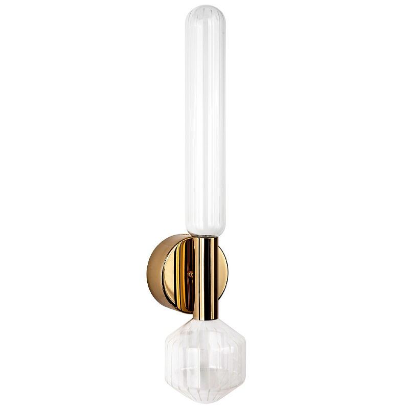 Бра со стеклянным плафоном в виде колбы Alfe Glass Wall Lamp Глянцевое золото Белый Бра со стеклянным плафоном в виде колбы Alfe Glass Wall Lamp Глянцевое золото Белый в Саратове | Loft Concept