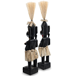 Комплект из 2-х деревянных статуэток Asmat Straw Headdress Statuettes Multicolor варинант исполнения - 4 | Loft Concept в Саратове