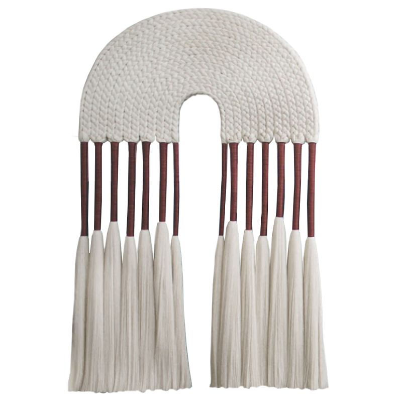 Настенное украшение из хлопковых нитей Volcan Wall Hanging Белый Вишневый в Саратове | Loft Concept 