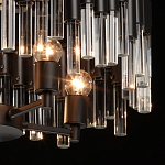 Люстра круглая из матового черного металла с подвесками из прозрачных стеклянных трубок Noir Tubes варинант исполнения - 6 | Loft Concept в Саратове