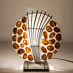 Настольная лампа из перламутра и дерева на подставке Indonesian Shell варинант исполнения - 4 | Loft Concept в Саратове