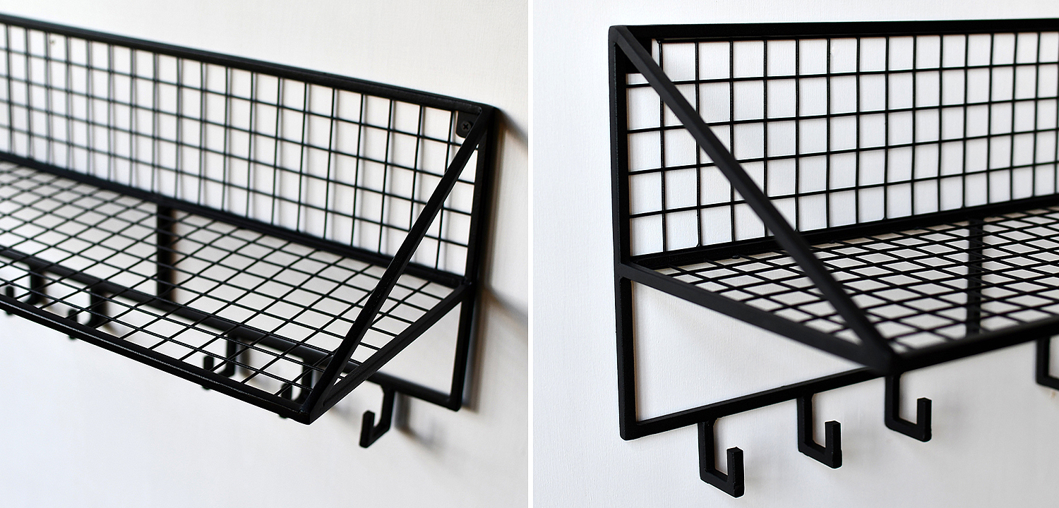 Вешалка с полкой Rhian Industrial Metal Rust Shelf Black S Вешалка с полкой Rhian Industrial Metal Rust Shelf Black S - Loft-Concept в Саратове