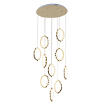 Потолочная люстра каскадная светодиодная с золотистым каркасом Ring of Fire варинант исполнения - 1 | Loft Concept в Саратове