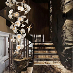 Люстра каскадная из белых цветов каллы и птичек Refined Taste of Light варинант исполнения - 3 | Loft Concept в Саратове