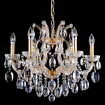 Люстра подвесная с 6-ю лампочками и прозрачными хрустальными подвесками на основании золотого цвета Crystal lamps варинант исполнения - 2 | Loft Concept в Саратове