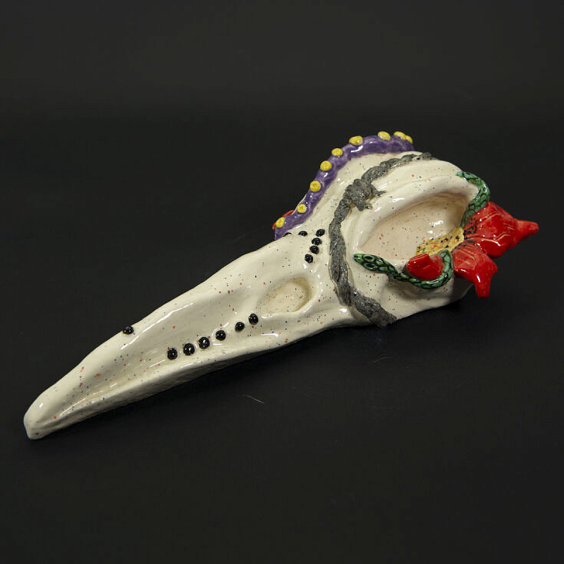 Скульптура CROWN SKULL Бежевый Красный Фиолетовый Скульптура CROWN SKULL Бежевый Красный Фиолетовый в Саратове | Loft Concept