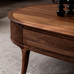 Кофейный стол овальный из дерева с 2-мя ящиками Coffee Walnut Table варинант исполнения - 5 | Loft Concept в Саратове