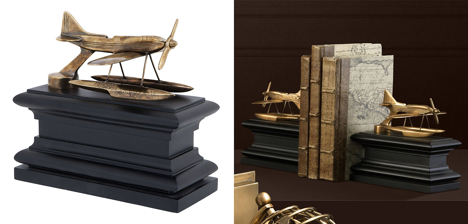 Держатель для книг Eichholtz Bookend Hydroplane set of 2 brass Держатель для книг Eichholtz Bookend Hydroplane set of 2 brass - Loft-Concept в Саратове