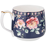 Кружка фарфоровая синяя с цветочным принтом 470 мл Flower Porcelain Collection варинант исполнения - 1 | Loft Concept в Саратове