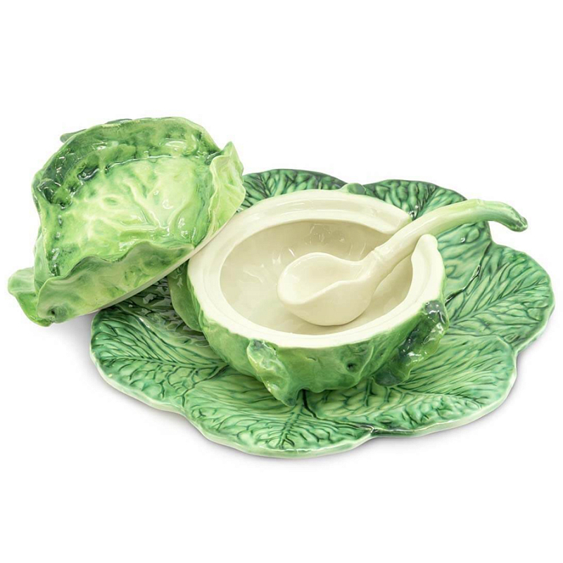 Супница SOUP BOWL CABBAGE W/PLATE  D20 Зеленый в Саратове | Loft Concept 