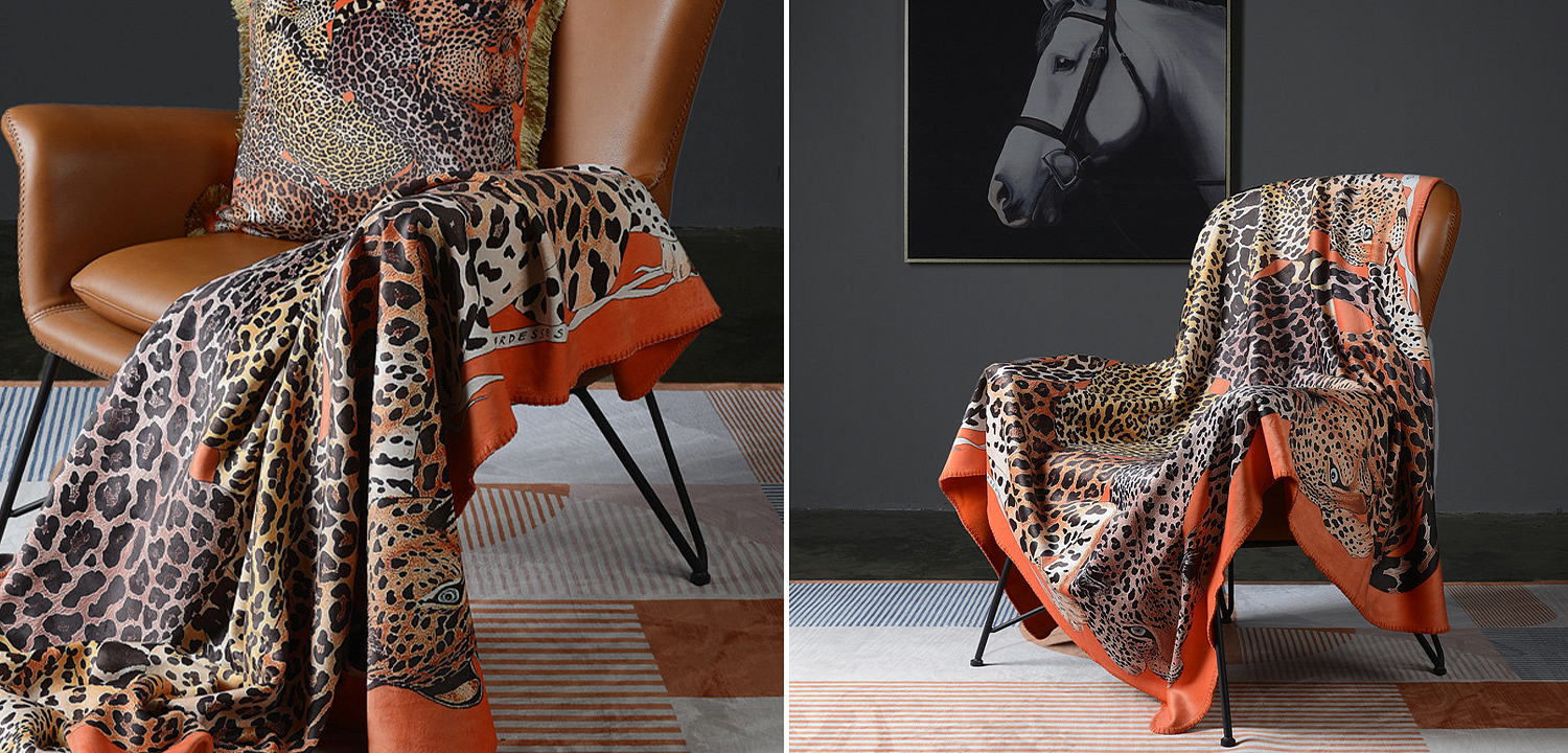 Плед Hermes Leopards Orange Плед Hermes Leopards Orange - Loft-Concept в Саратове