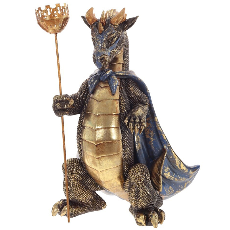 Подсвечник в виде дракона Dragon candlestick Gold Blue Золотой Синий Подсвечник в виде дракона Dragon candlestick Gold Blue Золотой Синий в Саратове | Loft Concept