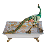 Блюдо квадратное с павлином на бронзовых ножках Eden Garden варинант исполнения - 3 | Loft Concept в Саратове