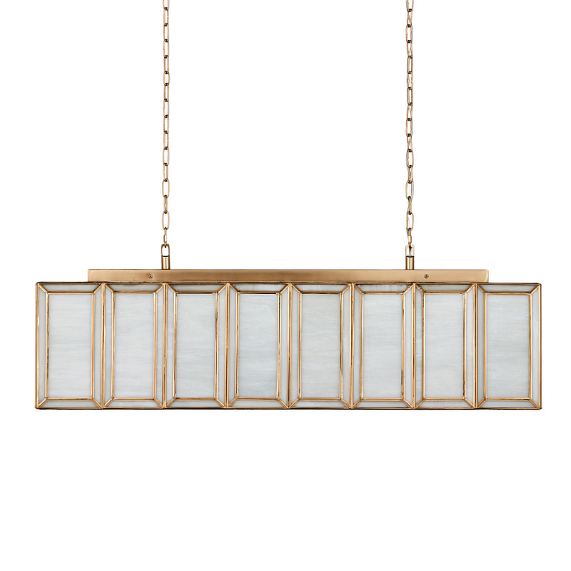 Люстра прямоугольная с каркасом золотого цвета Soft Glow Lamps Золотой Молочный в Саратове | Loft Concept 