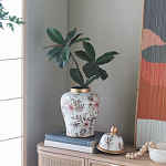 Ваза с нежным цветочным узором в пастельных тонах и крышкой с золотым акцентом Chinoiserie Ceramics варинант исполнения - 6 | Loft Concept в Саратове