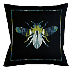 Подушка декоративная пчела сине-зеленый узор Ikat Pattern варинант исполнения - 1 | Loft Concept в Саратове