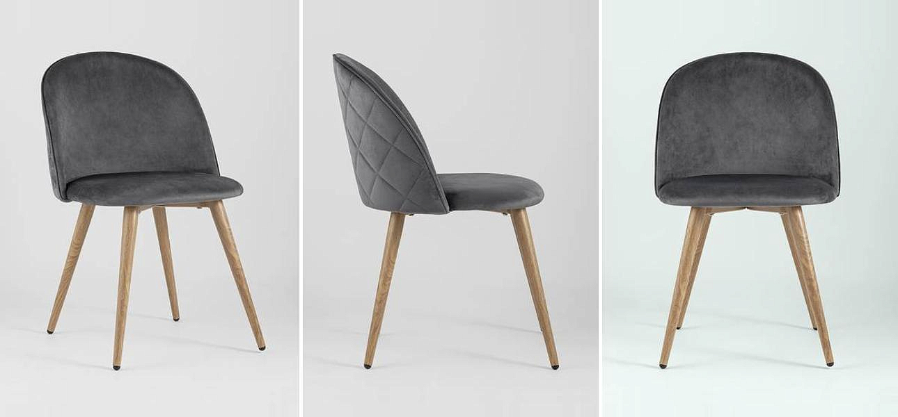 Стул Miruna Chair Спинка Ромбы Серый Велюр Стул Miruna Chair Спинка Ромбы Серый Велюр - Loft-Concept в Саратове