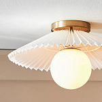 Потолочный светильник с белым плиссированным абажуром Headquarters варинант исполнения - 2 | Loft Concept в Саратове