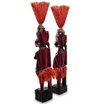 Комплект из 2-х деревянных статуэток Asmat Red Straw Headdress Statuettes Red Gold варинант исполнения - 2 | Loft Concept в Саратове