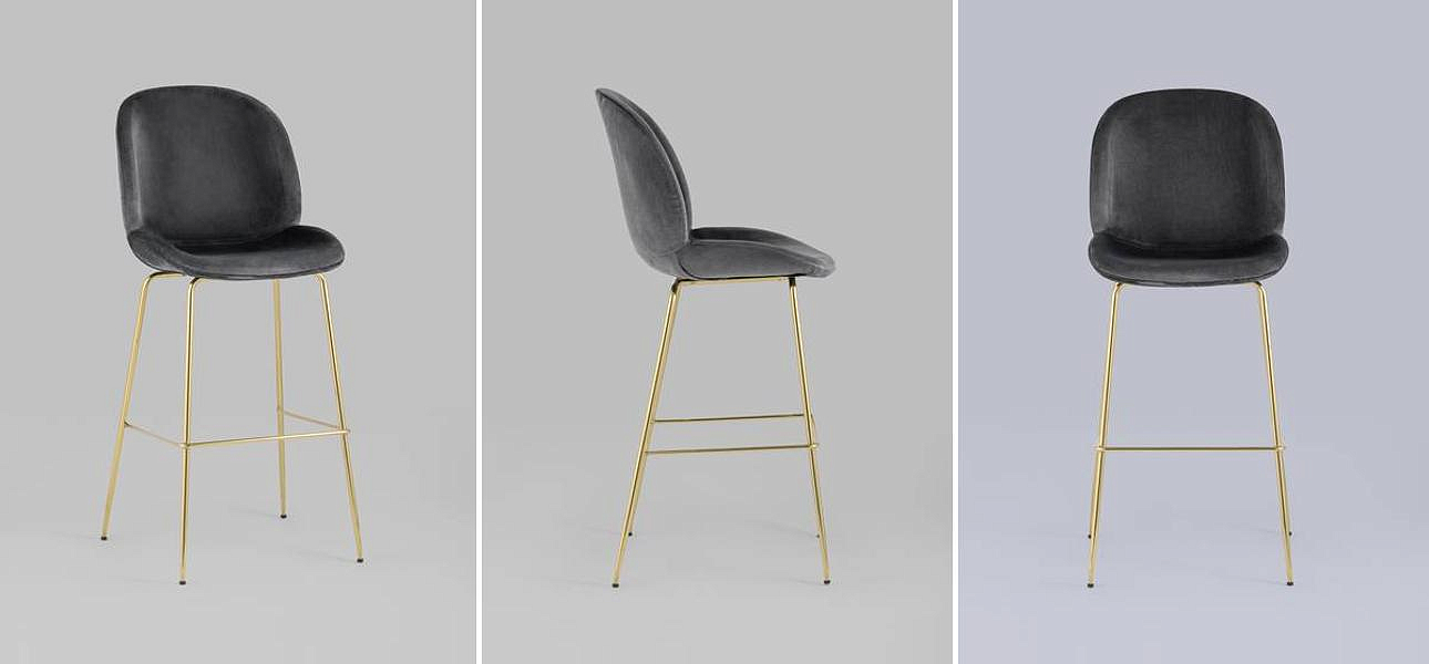 Барный Стул Серый Велюр Vendramin Chair Барный Стул Серый Велюр Vendramin Chair - Loft-Concept в Саратове