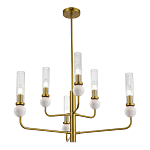 Люстра с 6-ю плафонами в форме стеклянных трубок и мраморных декоративных элементов Montreal варинант исполнения - 4 | Loft Concept в Саратове