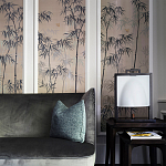 Обои ручная роспись Distant Bamboo Special Colourway on Lead Grey dyed silk варинант исполнения - 2 | Loft Concept в Саратове