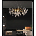 Люстра черная с прозрачными стеклянными подвесками в форме капель FAIRYTREE Light варинант исполнения - 5 | Loft Concept в Саратове