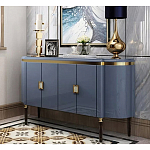 Дизайнерский комод синий глянцевый с золотыми ручками на 4-х дверцах Martin варинант исполнения - 1 | Loft Concept в Саратове