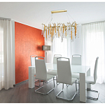 Люстра линейная золотого цвета с декоративными ветвями и длинными стеклянными подвесками в форме сосулек Droplet Chandelier варинант исполнения - 10 | Loft Concept в Саратове