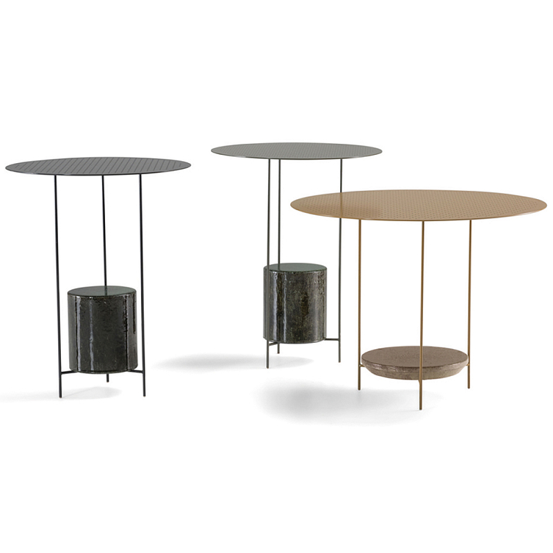 Дизайнерский круглый кофейный стол из металла с мраморным декором PANNA COTTA Coffee Table Черный Золотой Дизайнерский круглый кофейный стол из металла с мраморным декором PANNA COTTA Coffee Table Черный Золотой в Саратове | Loft Concept