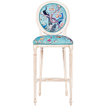 Барный стул из массива бука с изображением птиц и цветов Turquoise Beige Chinoiserie Garden Chair варинант исполнения - 1 | Loft Concept в Саратове