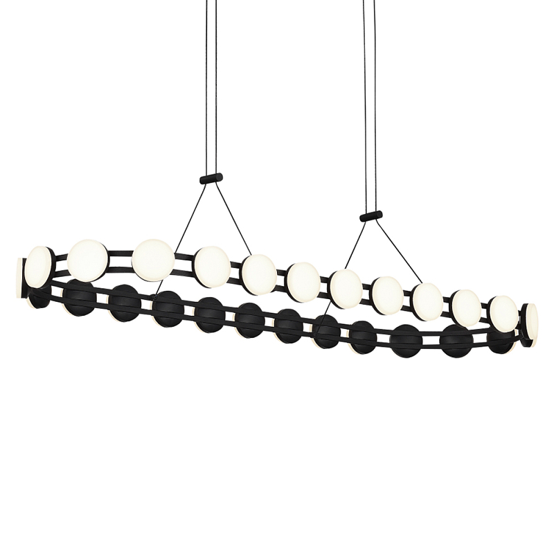 Люстра овальная с круглыми светодиодными источниками света Maxine Light Золотой Черный Белый в Саратове | Loft Concept 