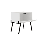 Прикроватная тумба белая с откидной резной дверцей на 4-х металлических ножках NAIVE NIGHTSTAND WHITE варинант исполнения - 1 | Loft Concept в Саратове