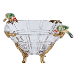 Чаша из прозрачного стекла на бронзовых ножках с фигурками попугаев Eden Garden варинант исполнения - 1 | Loft Concept в Саратове