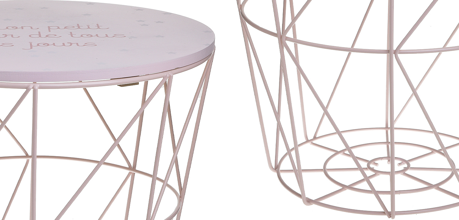 Круглый приставной стол-корзина Pink Wire Basket Side Table Круглый приставной стол-корзина Pink Wire Basket Side Table - Loft-Concept в Саратове