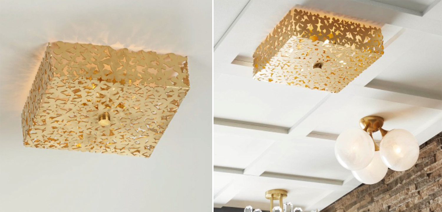 Светильник квадратный с золотыми бабочками Tommy Mitchell Square Butterfly Flush-Mount Light Светильник квадратный с золотыми бабочками Tommy Mitchell Square Butterfly Flush-Mount Light - Loft-Concept в Саратове