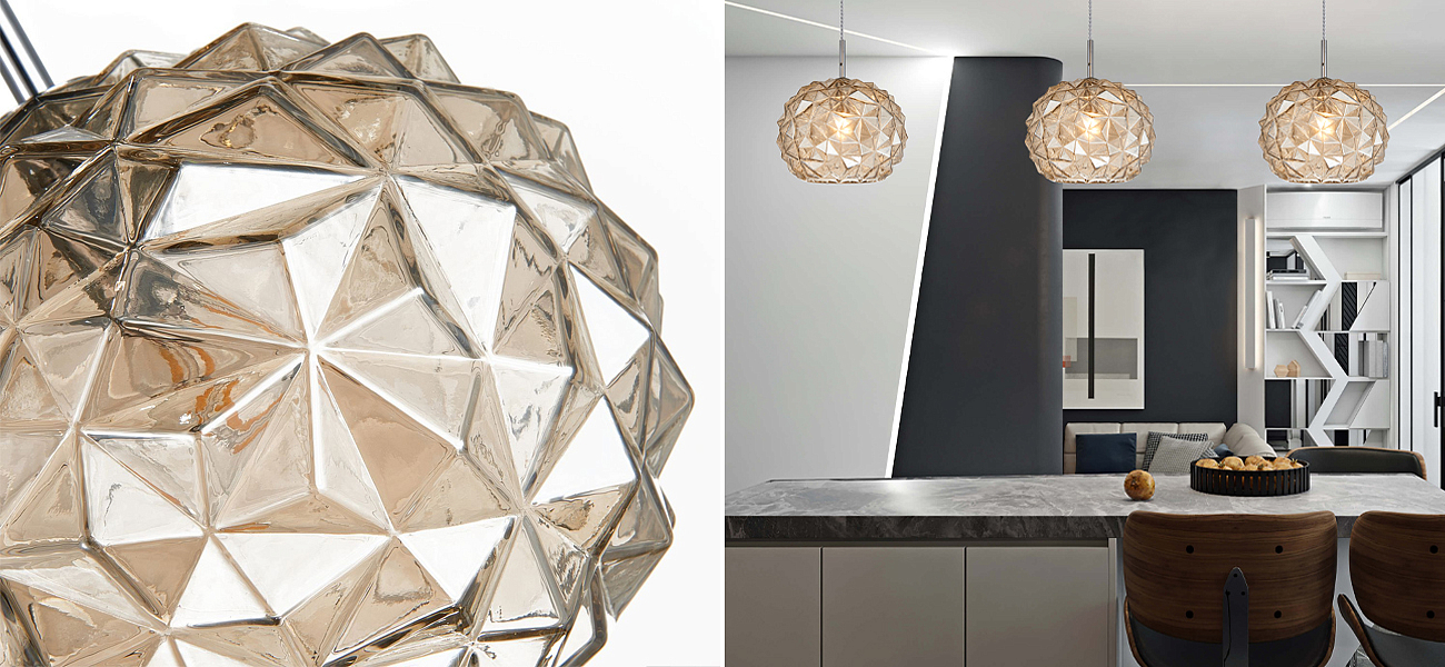 Подвесной светильник коньячного цвета Geometry Glass Подвесной светильник коньячного цвета Geometry Glass - Loft-Concept в Саратове