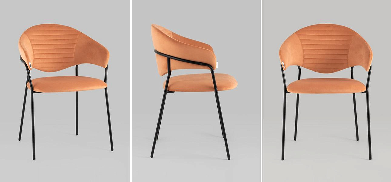 Стул Alexis Chair Оранжевый Велюр Стул Alexis Chair Оранжевый Велюр - Loft-Concept в Саратове