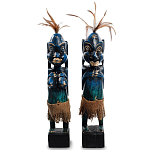 Комплект из 2-х деревянных статуэток Asmat Statuettes Dark Blue варинант исполнения - 1 | Loft Concept в Саратове