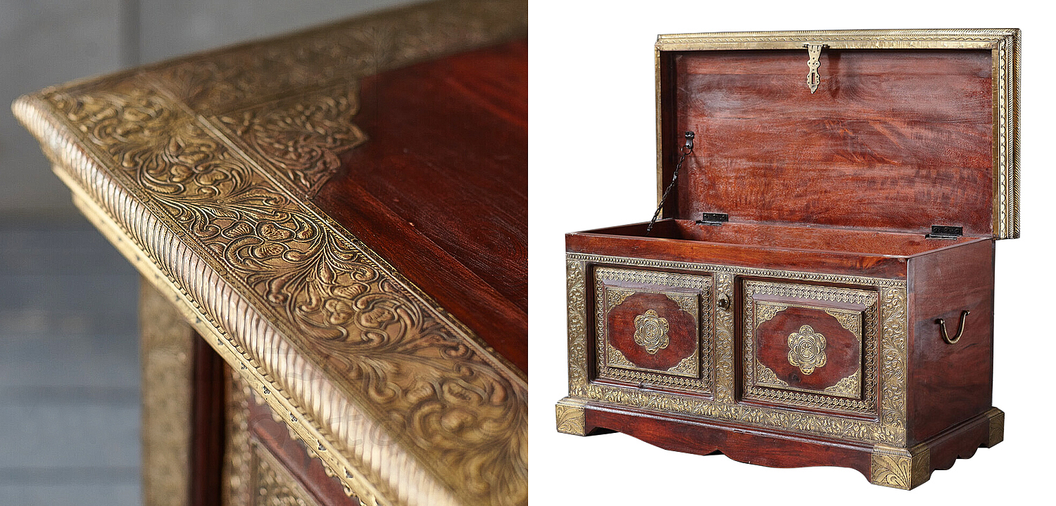 Сундук с латунной чеканкой Kanta Indian Inlaid Chest Сундук с латунной чеканкой Kanta Indian Inlaid Chest - Loft-Concept в Саратове