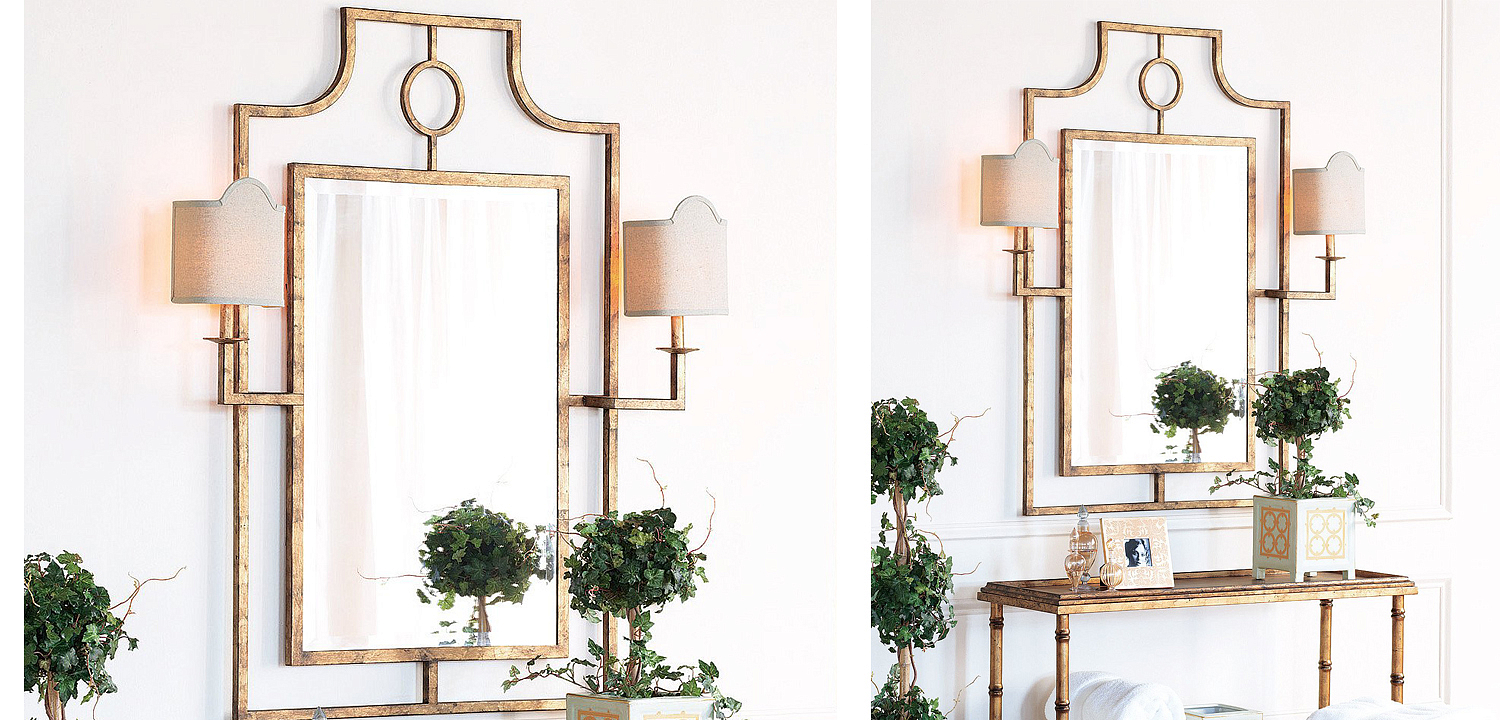 Зеркало с бра Mirror with Sconces Dairile Gold Зеркало с бра Mirror with Sconces Dairile Gold - Loft-Concept в Саратове