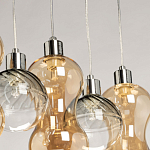 Люстра с 3-мя плафонами волнообразной формы цвета янтарь и 2-мя прозрачными шарообразными плафонами Lucid Rain  варинант исполнения - 8 | Loft Concept в Саратове